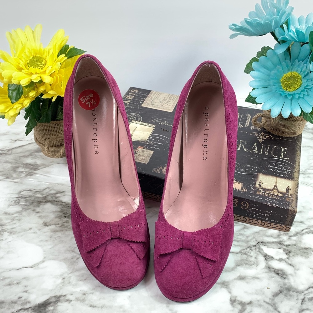 Purple Apostrophe Bow Tie Heels